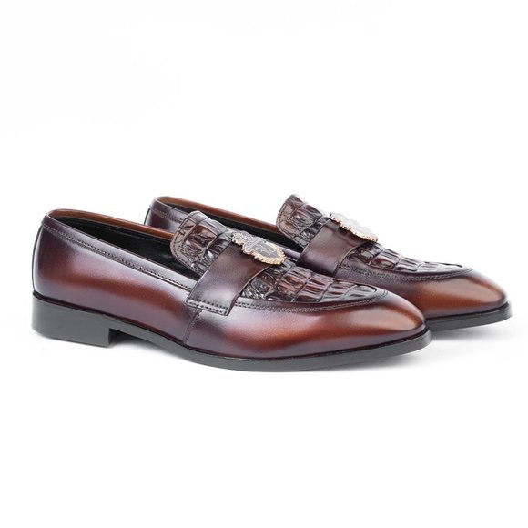 Bashwood Handmade Brown Billionaire Buckle Style Loafers